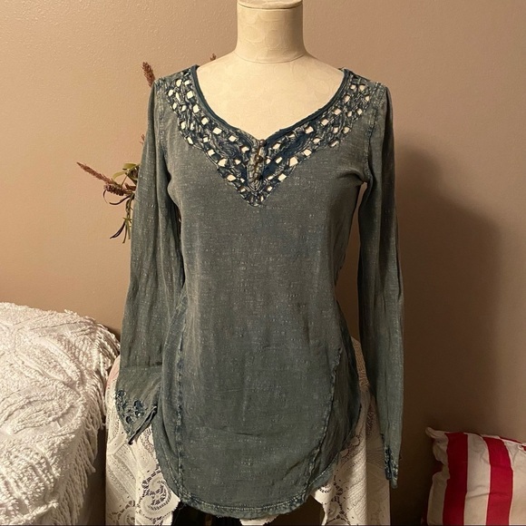 Free People Olive Green Top Size Small - Picture 1 of 14